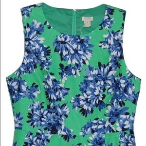 JCREW BLUE & GREEN FLORAL SHIFT DRESS SIZE SMALL